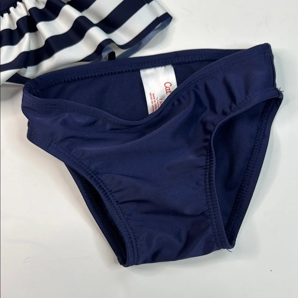 Cat & Jack‎ Baby Girls Navy and White Striped Nautical Swimsuit Size 12 Months